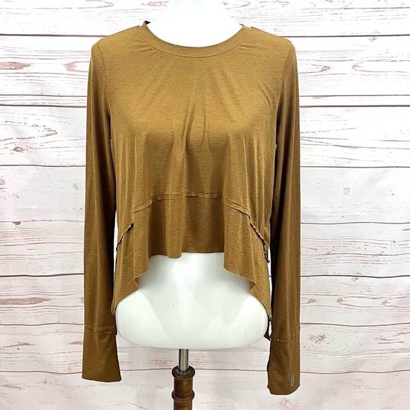 Free People Tops - Free People Movement High Atlas Mustard Tempo Long Sleeve Tee